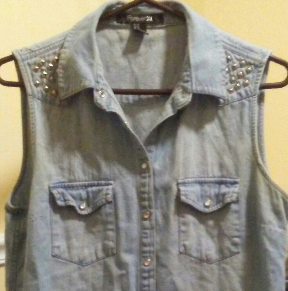Forever 21 Studded Denim Vest